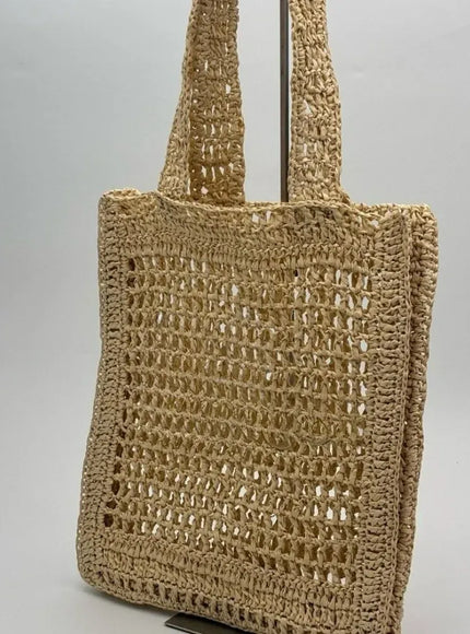 KissICON Straw Woven Hollow Shoulder Three-dimensional Letter Tote