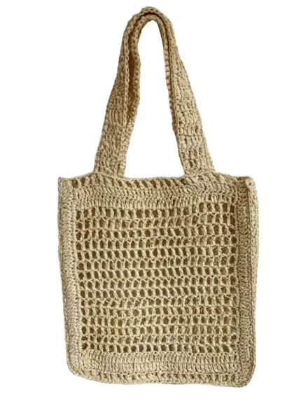 KissICON Straw Woven Hollow Shoulder Three-dimensional Letter Tote