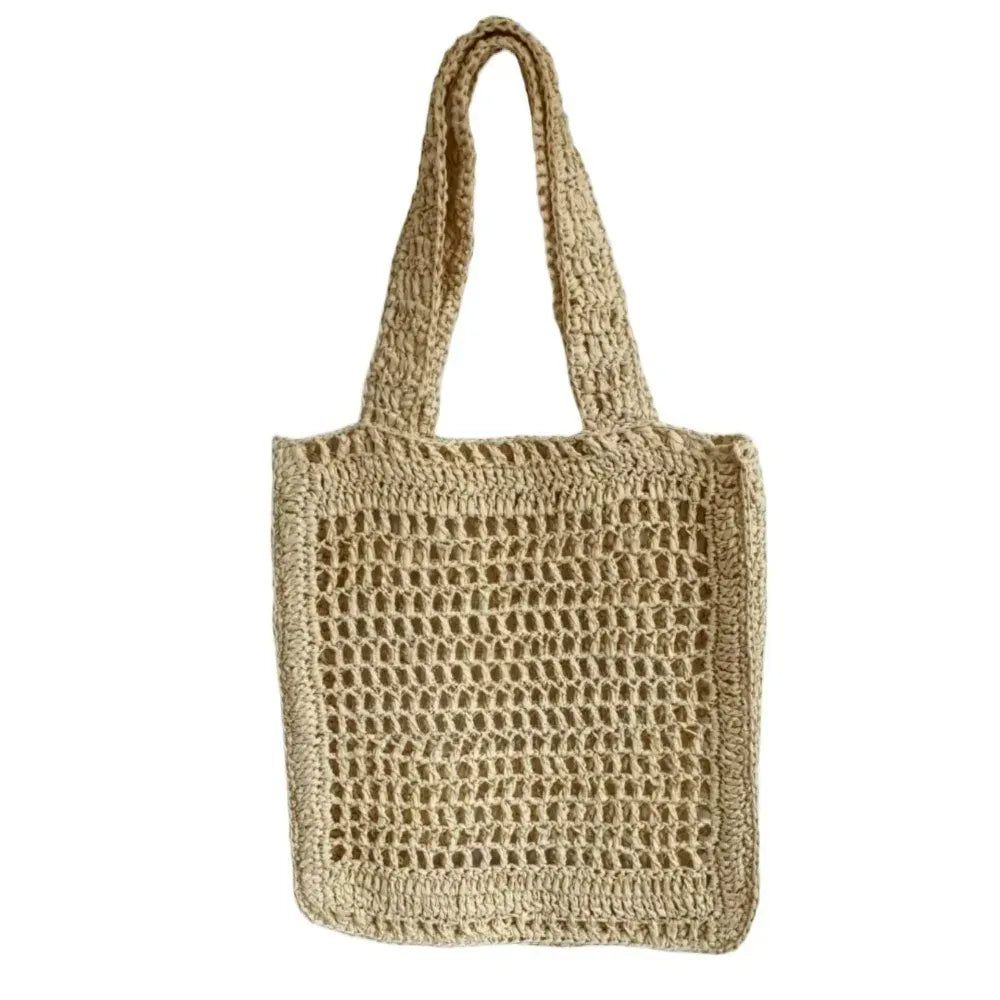 KissICON Straw Woven Hollow Shoulder Three-dimensional Letter Tote