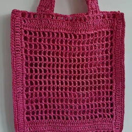 KissICON Straw Woven Hollow Shoulder Three-dimensional Letter Tote