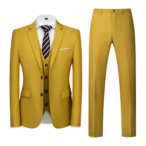 KissICON Straw yellow / XXXS 2026 Purple Slim Fit ThreePiece Mens Suit Set
