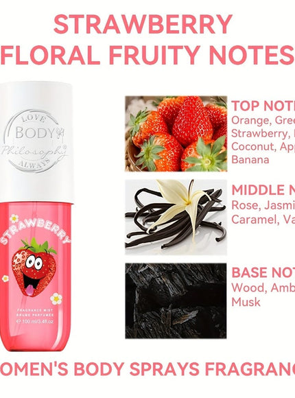 KissICON Strawberries Strawberry Bliss Hair And Body Mist Long Lasting