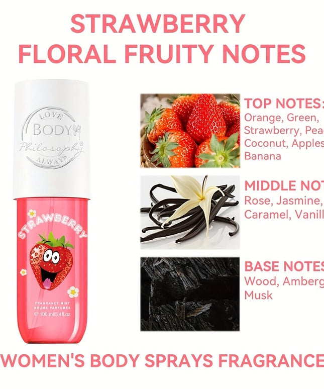 KissICON Strawberries Strawberry Bliss Hair And Body Mist Long Lasting
