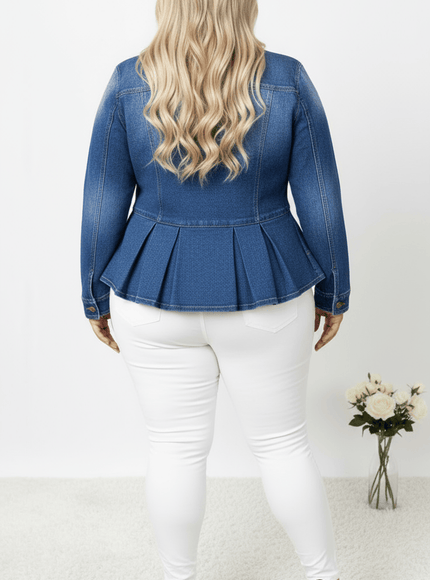 jkthpu-45 Stretch Slim Fit Plus Size Denim Jacket