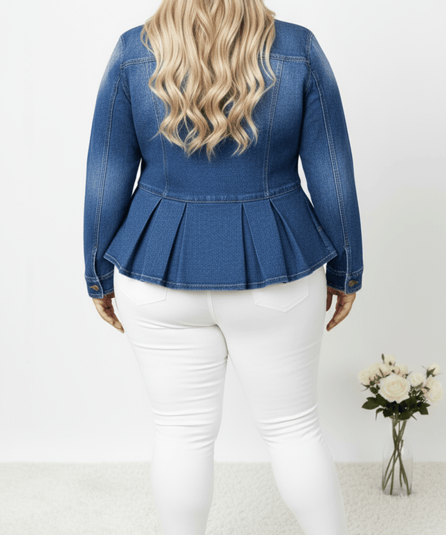 jkthpu-45 Stretch Slim Fit Plus Size Denim Jacket