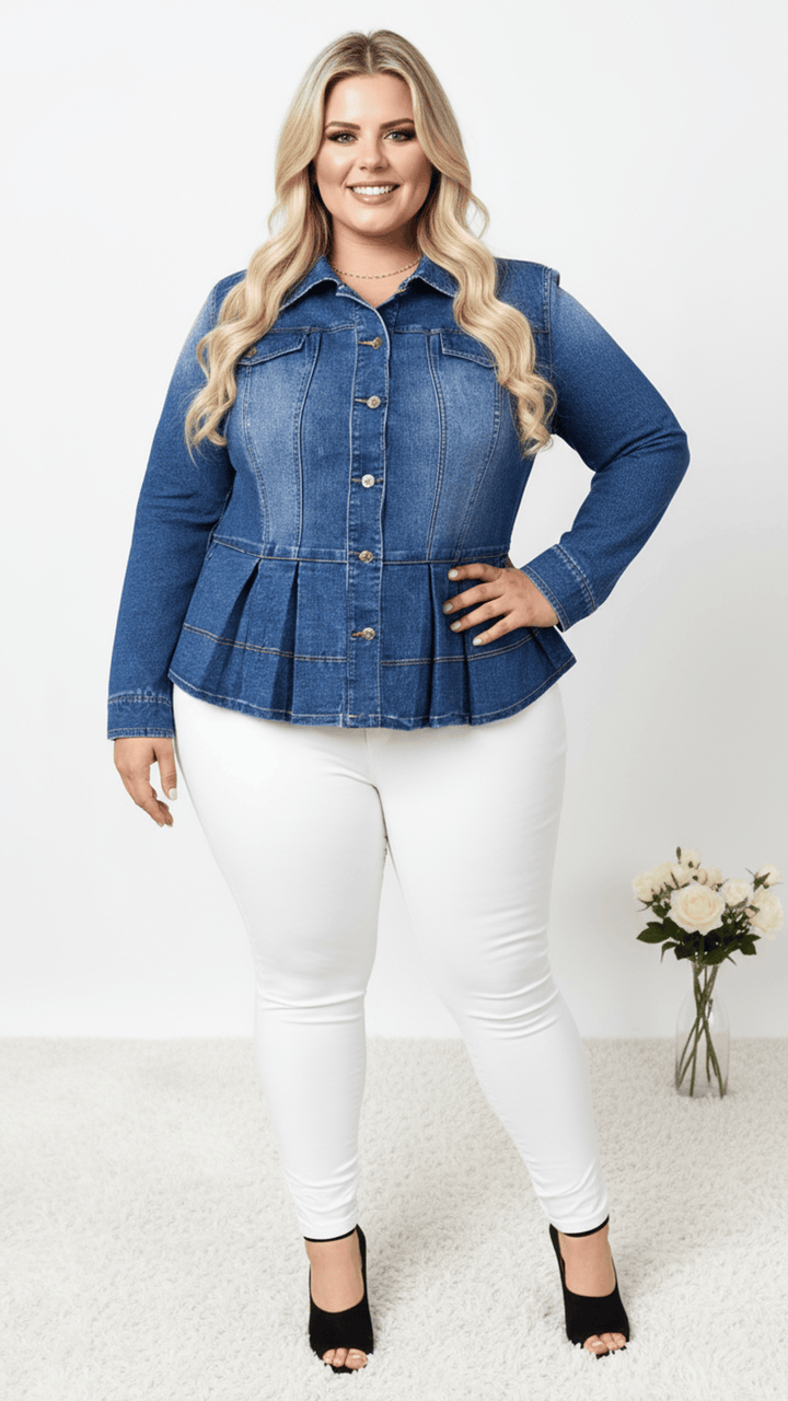 Stretch Slim Fit Plus Size Denim Jacket