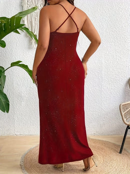jkthpu-45 Stretchy Comfort | Elegant Black One-Shoulder Sparkling High-Slit Maxi Dress for Women - Stretchy Polyester Blend, Perfect for Parties and Formal Events, Summer Maxi Dress | Sparkling Maxi | Stretchy Fabric