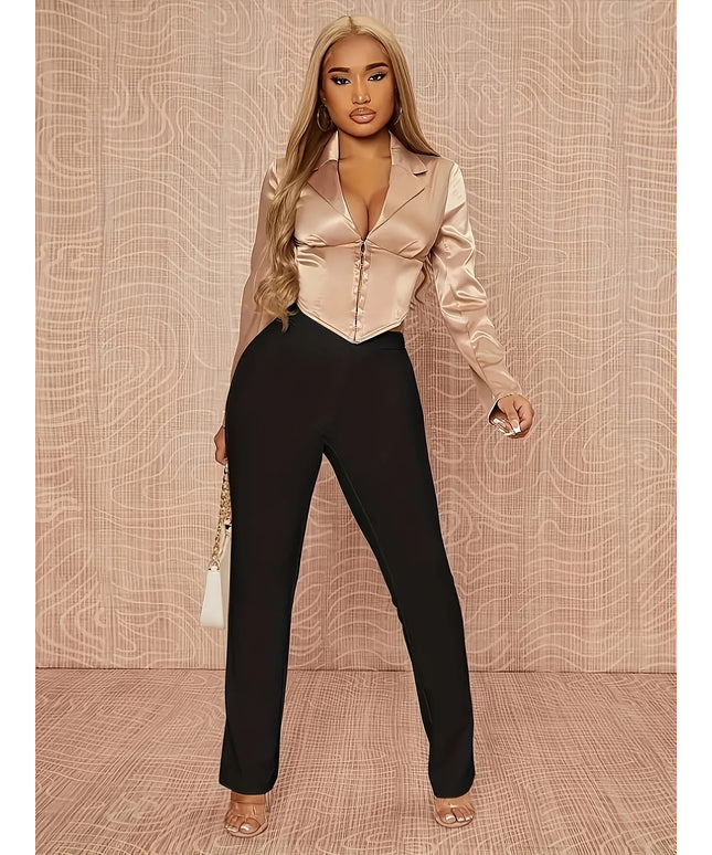 jkthpu-45 Stretchy & Comfortable Plus Size High-Waist Straight Leg