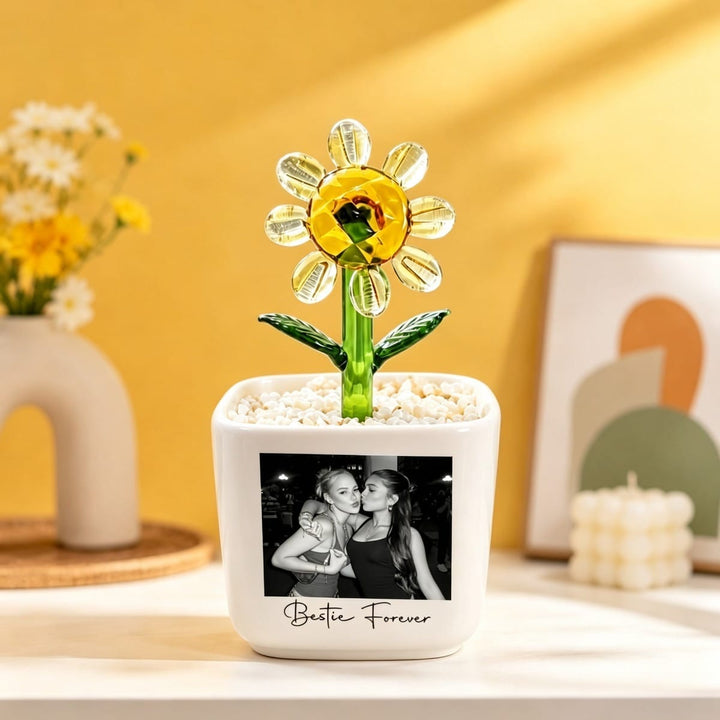 Personalized Bestie Photo Flower Pot Unique Friend  Sister Gift
