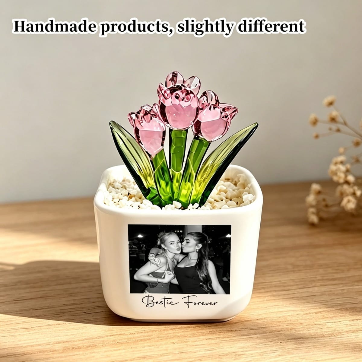 KissICON Style 2 Personalized Bestie Photo Flower Pot Unique Friend  Sister Gift