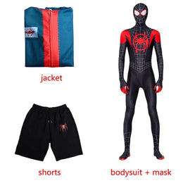 KissICON Style A / 190 BEAST KINGDOM Spider Miles Morales Cosplay Halloween Jacket Bodysuit Mask Party Costume Suits Spider Miles Fantasy for Unisex