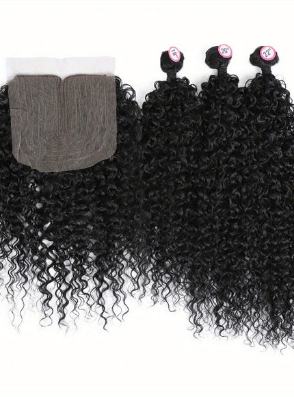 KissICON Style2 / 18 20 22 with 18 KissIcon 3 Packs Afro Curly Extensions Closure -