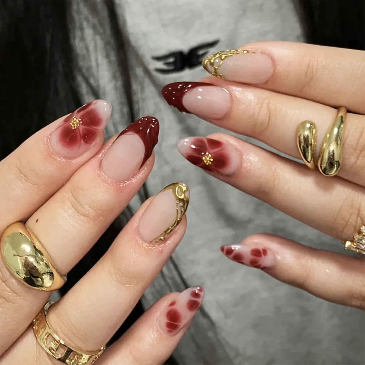 KissICON style7 Kiss Icon Classic French 3D Flowers False Nails