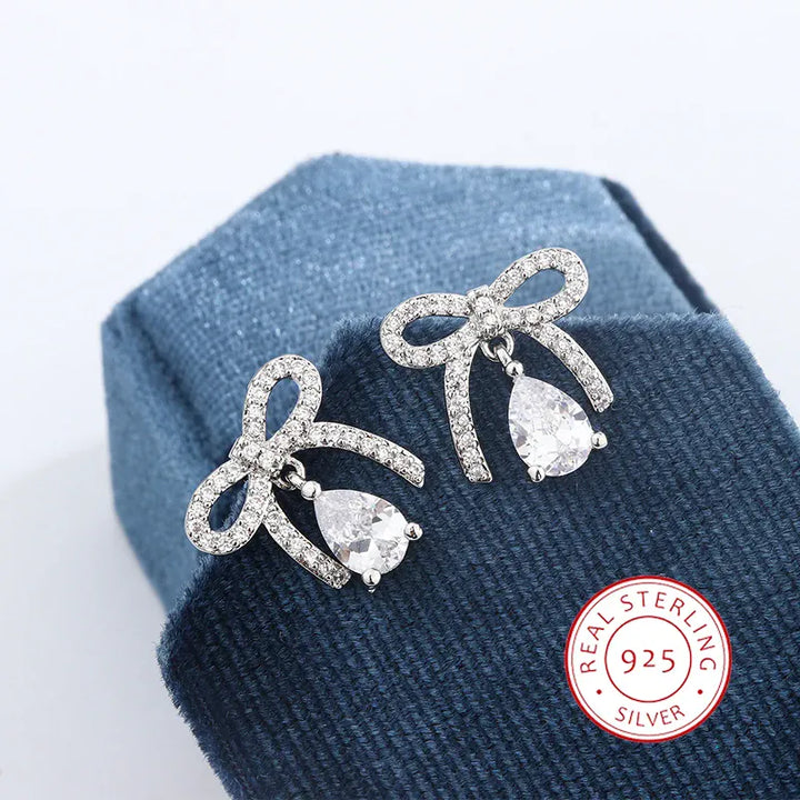 Stylish 925 Silver Plated Women's Earrings Exquisite Butterfly Zircon Jewelry Anniversary Gift Party Jewelry Christmas Gift