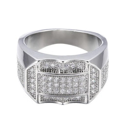 KissICON Stylish 925 Sterling Silver Men S Ring With Diamond Encrusted Design Featuring Generous And Simple Temperament For Trendy Guys
