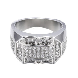 KissICON Stylish 925 Sterling Silver Men S Ring With Diamond Encrusted Design Featuring Generous And Simple Temperament For Trendy Guys