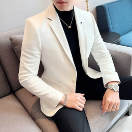 KissICON Stylish Korean Suede SlimFit Mens Business Casual Suit