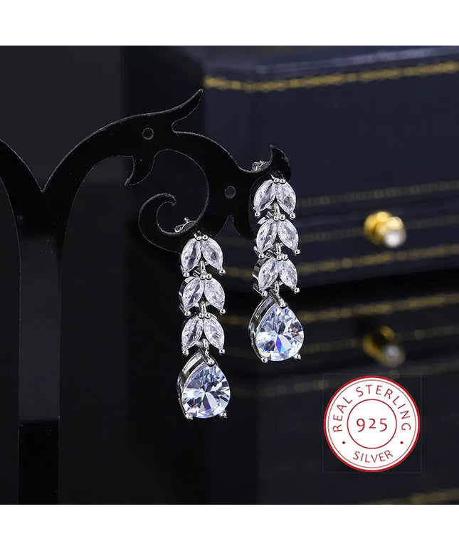KissICON Stylish S925 Silver Earrings Women Luxury Shiny Zircon Rings
