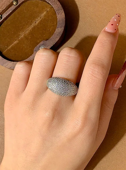 KissICON Stylish Zircon Ring For Ladies Shiny AAA Stones Ideal Gift