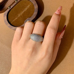 KissICON Stylish Zircon Ring For Ladies Shiny AAA Stones Ideal Gift