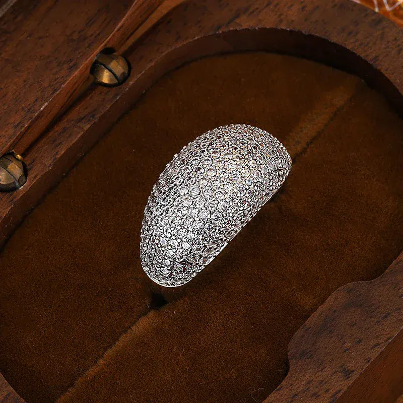 KissICON Stylish Zircon Ring For Ladies Shiny AAA Stones Ideal Gift