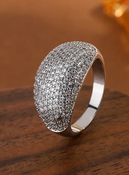 KissICON Stylish Zircon Ring For Ladies Shiny AAA Stones Ideal Gift