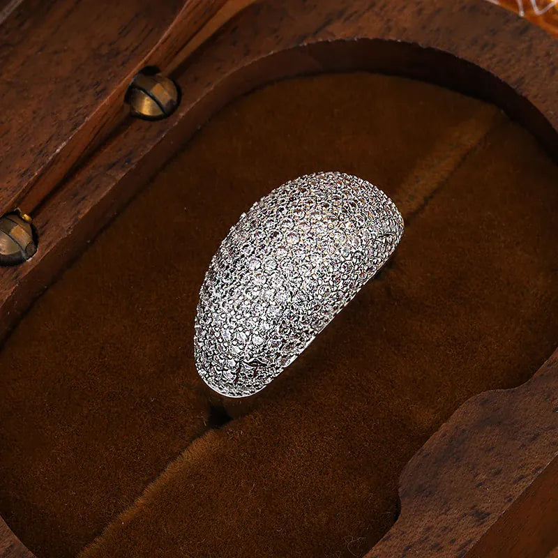 KissICON Stylish Zircon Ring For Ladies Shiny AAA Stones Ideal Gift