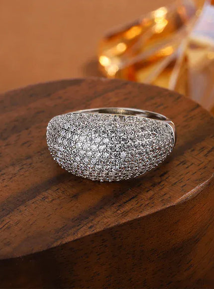 KissICON Stylish Zircon Ring For Ladies Shiny AAA Stones Ideal Gift