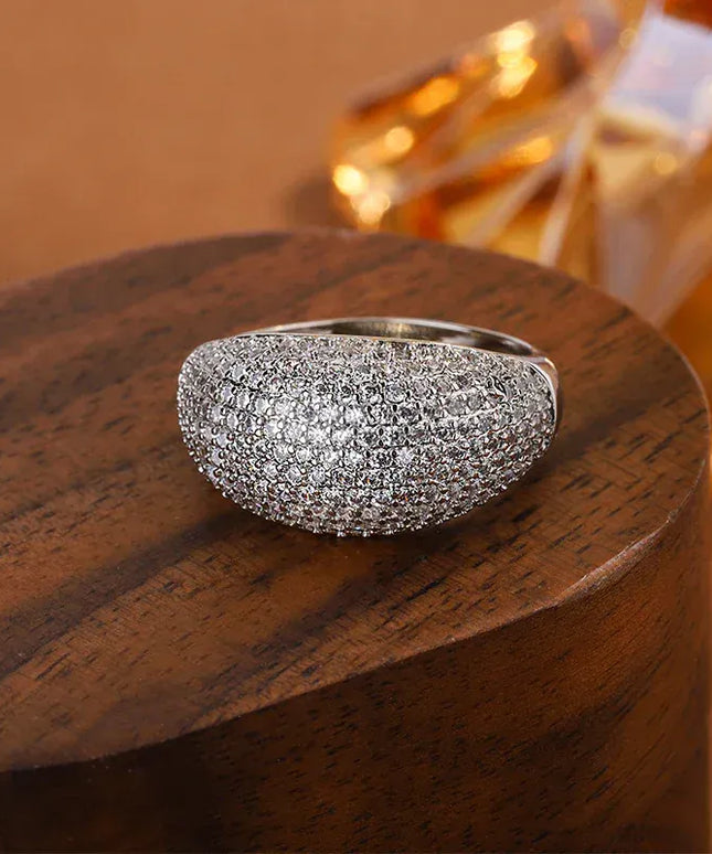 KissICON Stylish Zircon Ring For Ladies Shiny AAA Stones Ideal Gift