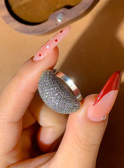KissICON Stylish Zircon Ring For Ladies Shiny AAA Stones Ideal Gift