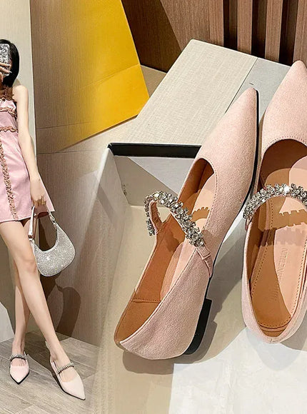 KissICON Suede pink / 34 2025 Flat Shoe for Women Spring Summer Shallow