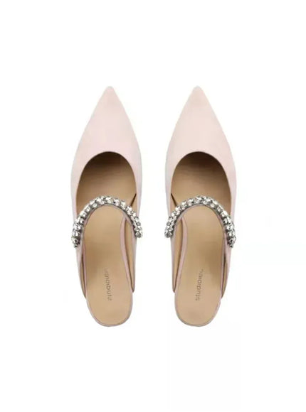 KissICON Suede pink slippers / 37 2025 Flat Shoe for Women Spring Summer Shallow