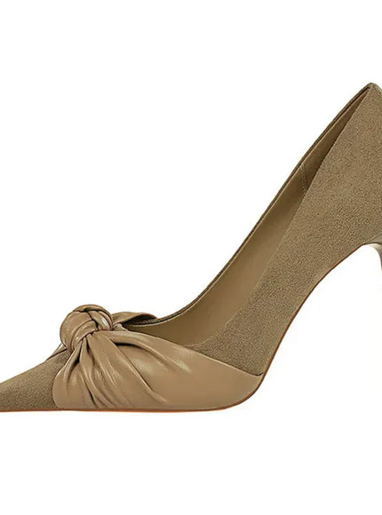 KissICON Suede Women Pumps Shallow Mouth Pointed Toe Bow