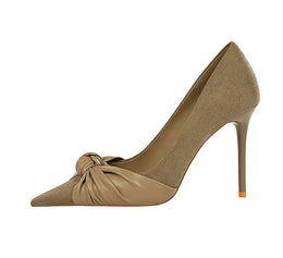 KissICON Suede Women Pumps Shallow Mouth Pointed Toe Bow