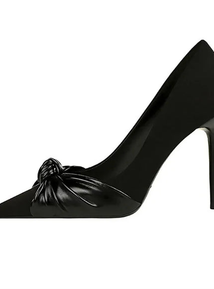 KissICON Suede Women Pumps Shallow Mouth Pointed Toe Bow