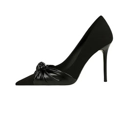 KissICON Suede Women Pumps Shallow Mouth Pointed Toe Bow