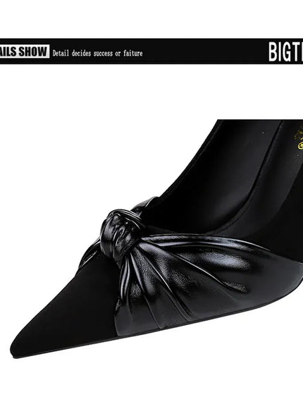 KissICON Suede Women Pumps Shallow Mouth Pointed Toe Bow