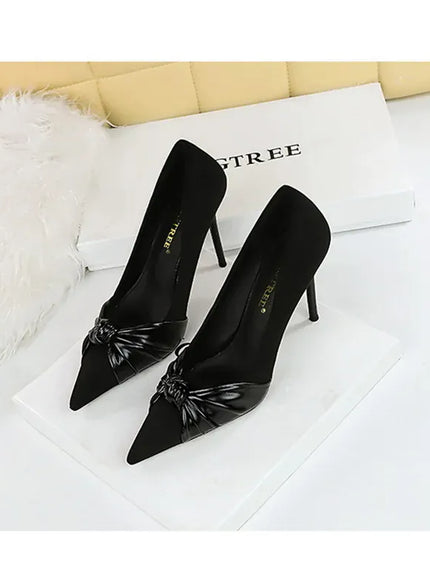 KissICON Suede Women Pumps Shallow Mouth Pointed Toe Bow
