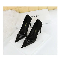 KissICON Suede Women Pumps Shallow Mouth Pointed Toe Bow