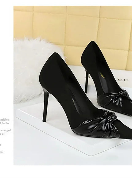KissICON Suede Women Pumps Shallow Mouth Pointed Toe Bow