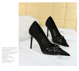 KissICON Suede Women Pumps Shallow Mouth Pointed Toe Bow