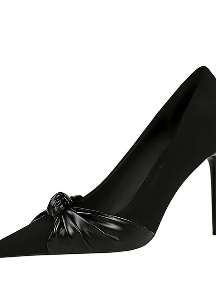KissICON Suede Women Pumps Shallow Mouth Pointed Toe Bow