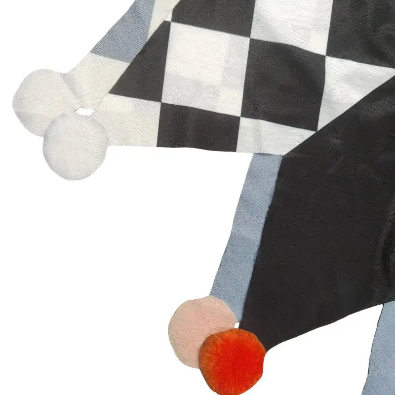 KissICON Suit / One Size Halloween Clown Costume for Adult Black White Checkered Cape with Gloves Black White Red Printed Carnival Fancy Dress Up