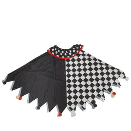 KissICON Suit / One Size Halloween Clown Costume for Adult Black White Checkered Cape with Gloves Black White Red Printed Carnival Fancy Dress Up