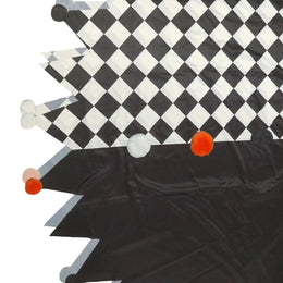 KissICON Suit / One Size Halloween Clown Costume for Adult Black White Checkered Cape with Gloves Black White Red Printed Carnival Fancy Dress Up