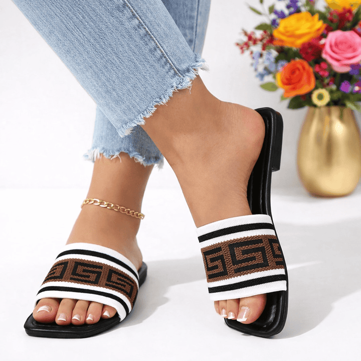 Summer Chic Fashionable Classic Cloth Letter Flat Sandals