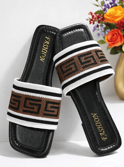KissICON Sandals Summer Chic Fashionable Classic Cloth Letter Flat Sandals