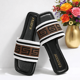 KissICON Sandals Summer Chic Fashionable Classic Cloth Letter Flat Sandals