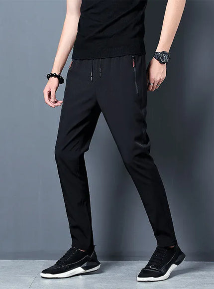 KissICON Summer Men Ice Silk Pants Straight Fit Large Size Multi Functional Comfortable Lightweight Quick Dry Sports Trousers
