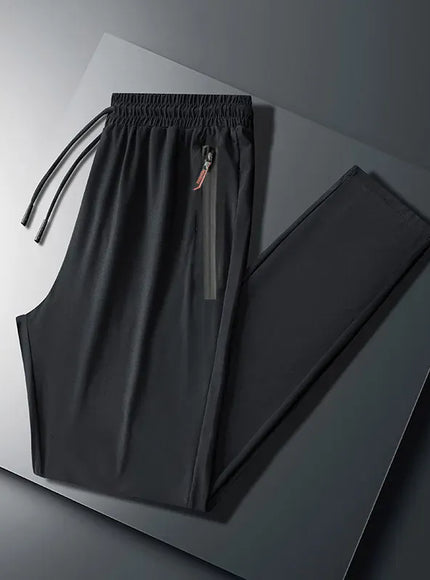 KissICON Summer Men Ice Silk Pants Straight Fit Large Size Multi Functional Comfortable Lightweight Quick Dry Sports Trousers